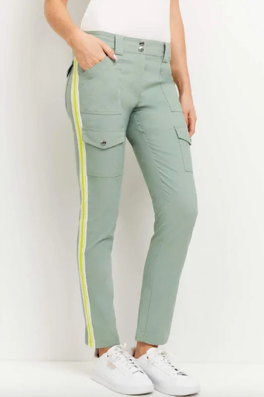 Women’s satin pants for luxurious comfort -Kate Stripe Pant In Sage