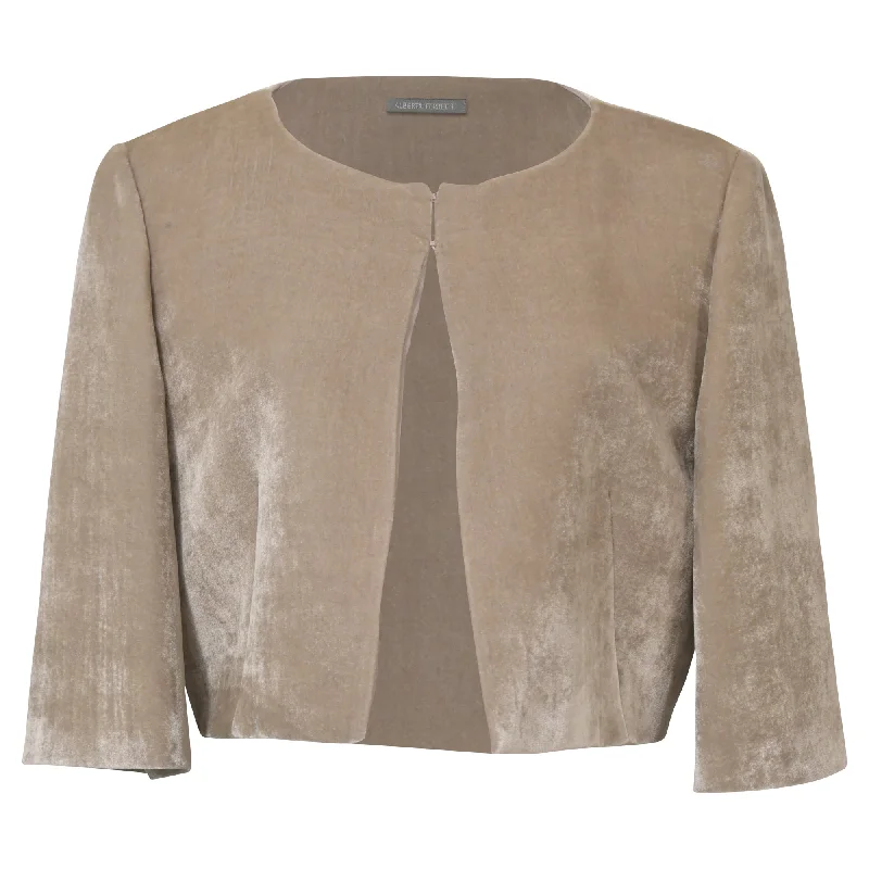 Women’s windbreakers for breezy weather -Alberta Ferretti Cropped Jacket in Beige Velvet