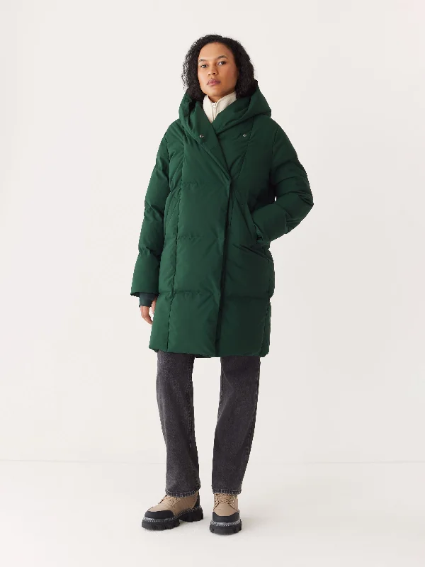 Women’s leather jackets for edgy style -The Hygge Puffer Coat in Forest Green