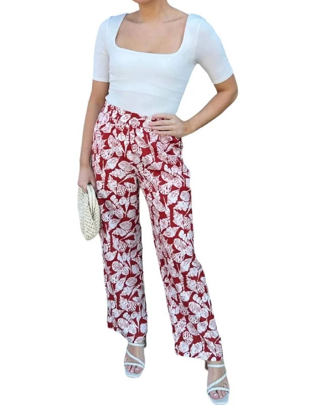 Women’s mid-rise jeans for casual chic -Gia Shell Printed Pants In Red