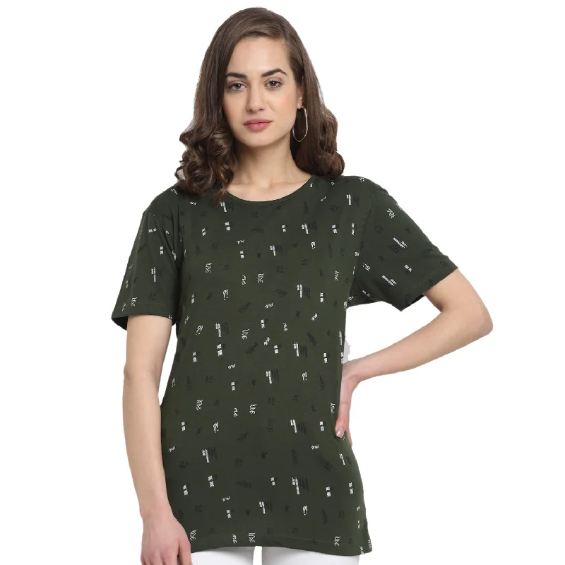 Women’s peplum blouse tops for feminine touch -Vimal Jonney Olive Half Sleeve T-shirt For Women's