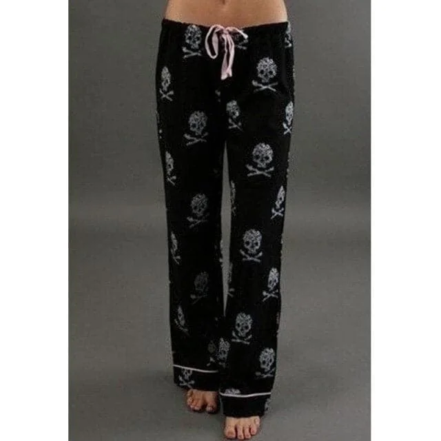 Women’s zipper pants for added style -DressBetty - Women's Skull Printed Bread Pants