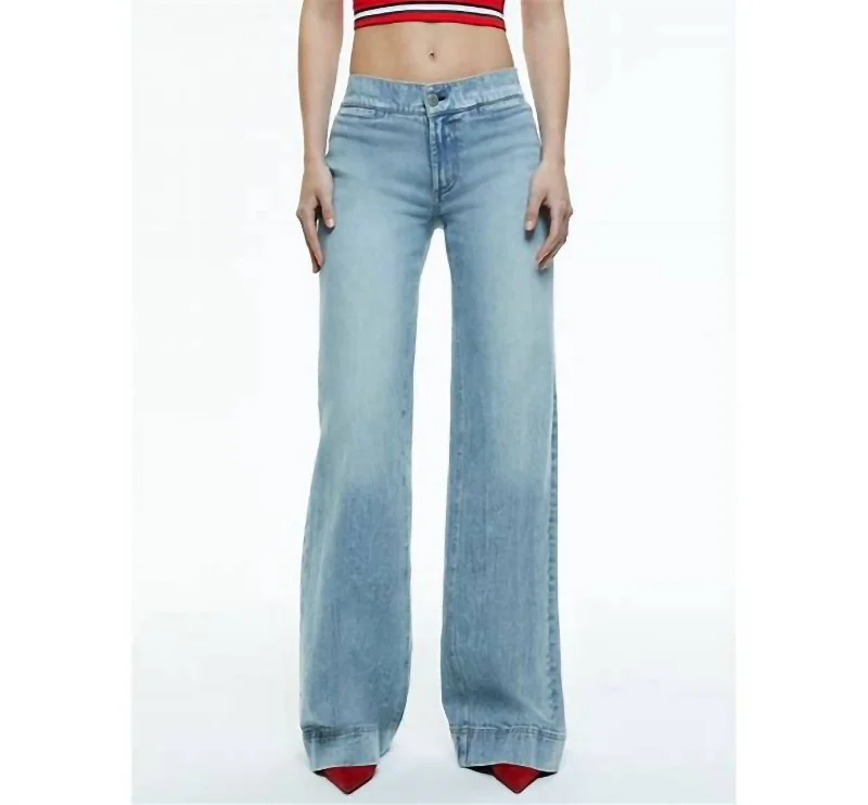 Women’s high-rise pants for waist-defining fit -Kayla Wide Leg Coin Pocket In Rockstar Blue