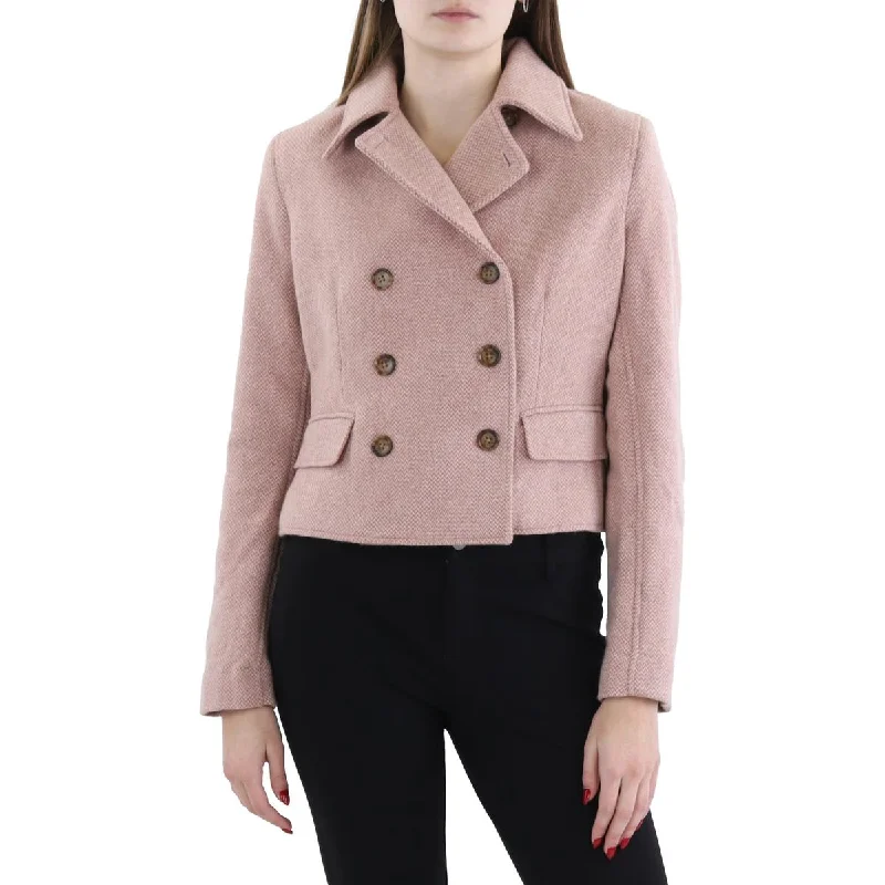 Women’s zip-up jackets for active wear -Womens Wool Suit Separate Double-Breasted Blazer