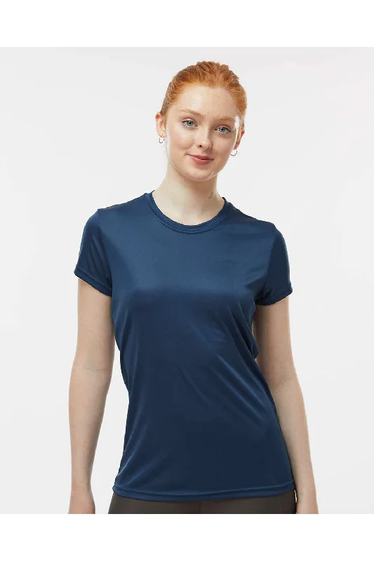 Women’s henley tops for casual chic -Paragon Womens Islander Performance Moisture Wicking Short Sleeve Crewneck T-Shirt - Navy Blue