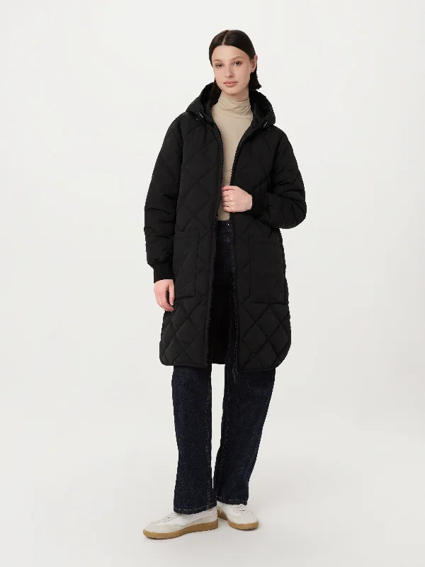 Women’s reversible jackets for versatile styling -The Skyline Maxi Hooded Coat in Black