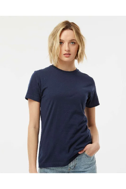 Women’s fleece tops for cozy winter days -Tultex Womens Fine Jersey Classic Fit Short Sleeve Crewneck T-Shirt - Navy Blue