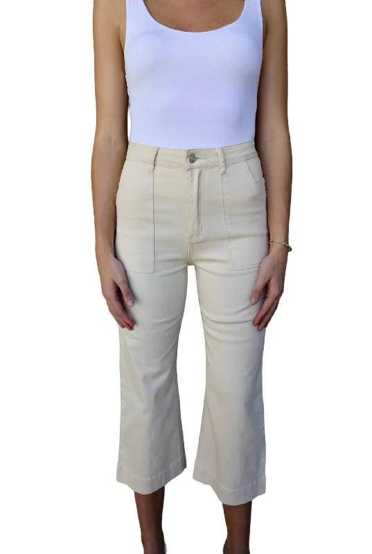 Women’s business pants for office wear -Claire Cropped Cargo Pants In Cream