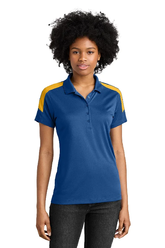 Women’s boatneck blouses for elegant look -Sport-Tek Womens Moisture Wicking Competitor United Short Sleeve Polo Shirt - Royal Blue/Gold - New