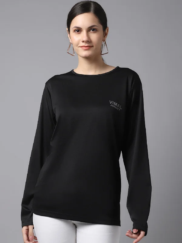 Women’s hoodie sweatshirts for relaxed look -Vimal Jonney Dryfit Lycra Black FullSleeve T-Shirt For Women