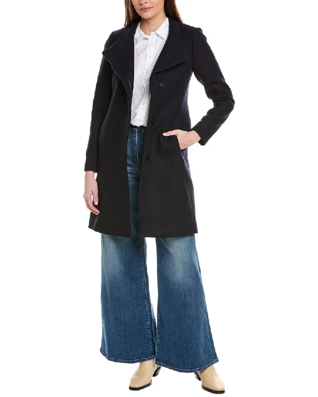 Women’s fur coats for winter glam -Reiss Mia Wool-Blend Mid Length Coat