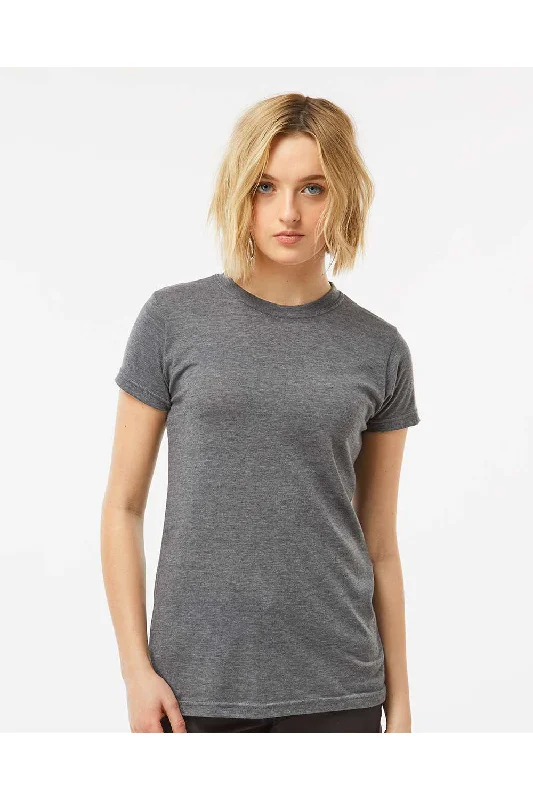 Women’s wrap tops for flattering waistline -Tultex Womens Poly-Rich Short Sleeve Crewneck T-Shirt - Heather Charcoal Grey