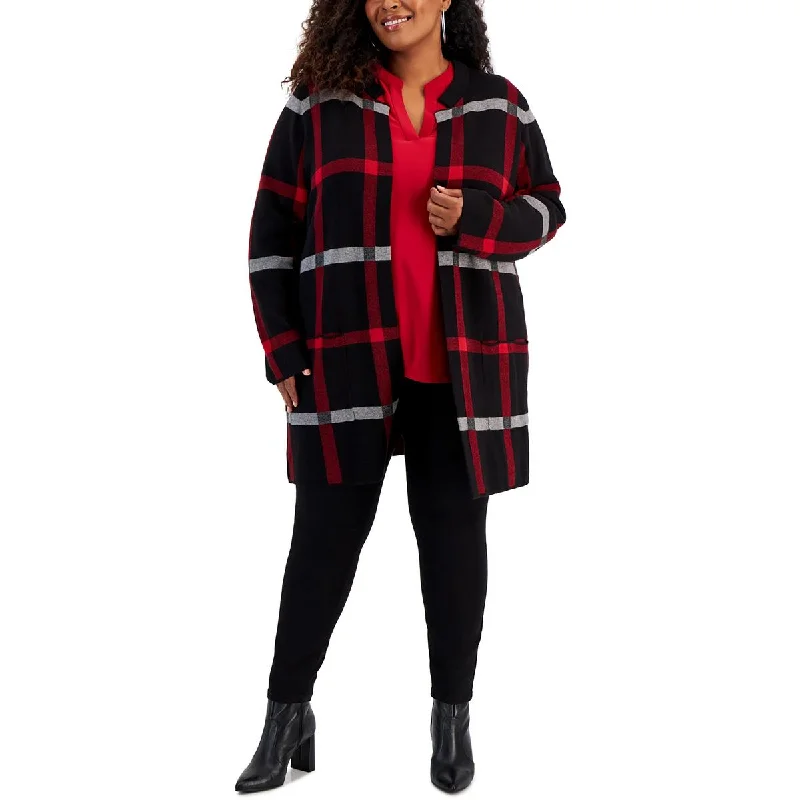 Women’s cardigan jackets for cozy style -Plus Womens Work Wear Business Open-Front Blazer