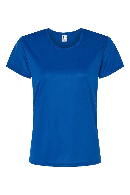 Women’s asymmetrical tops for unique style -C2 Sport Womens Performance Moisture Wicking Short Sleeve Crewneck T-Shirt - Royal Blue