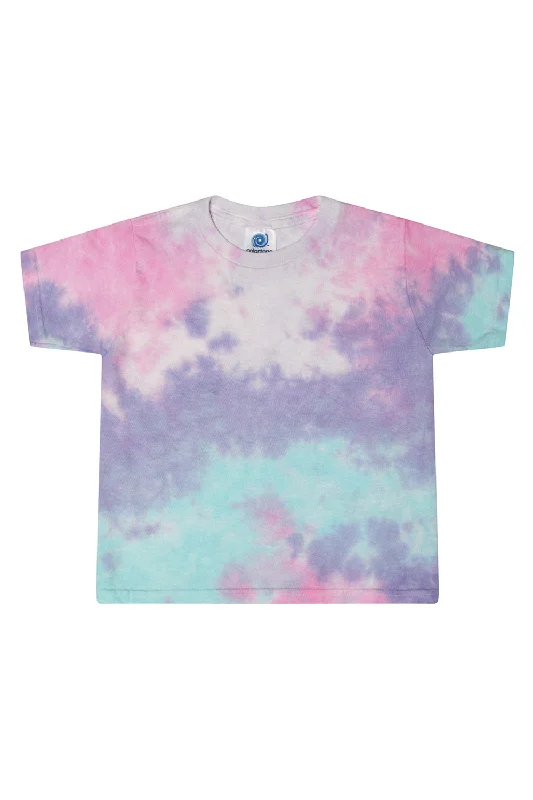 Women’s stretch tops for comfortable fit -Tie-Dye Womens Cropped Short Sleeve Crewneck T-Shirt - Cotton Candy