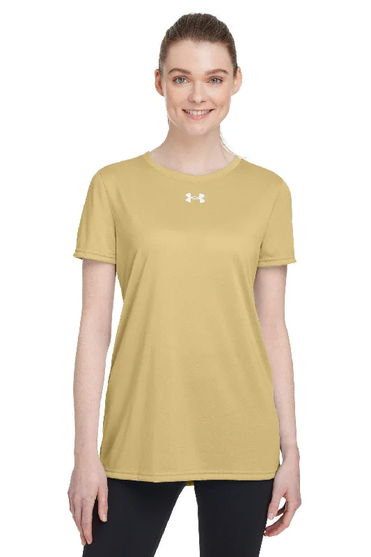 Women’s plaid button-down shirts for laid-back style -Under Armour Womens Team Tech Moisture Wicking Short Sleeve Crewneck T-Shirt - Vegas Gold