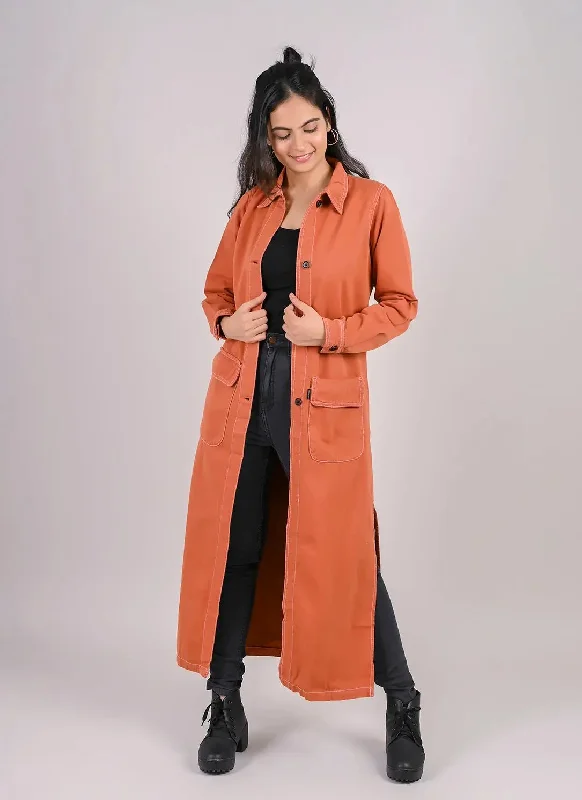 Women’s wool coats for winter elegance -Rust Denim Over Coat