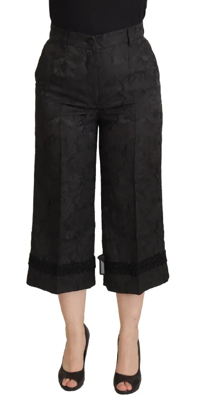 Women’s wide-leg denim pants for relaxed look -Dolce & Gabbana Elegant  Brocade Cropped Women's Pants