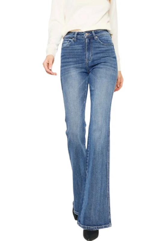 Women’s lace pants for feminine flair -Jessica Denim Flare Jeans In Medium Stone Wash