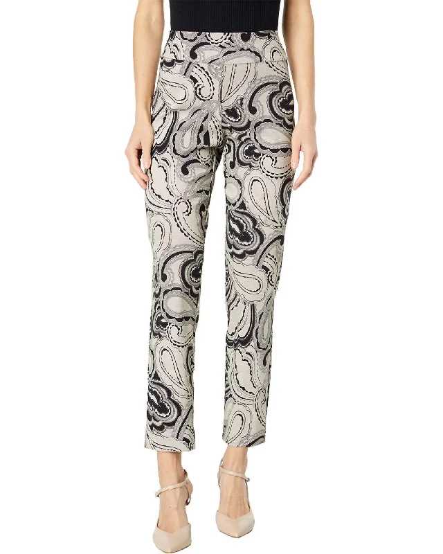 Women’s sweatpants for lounging at home -Paisley Pull On Pant In Black/tan