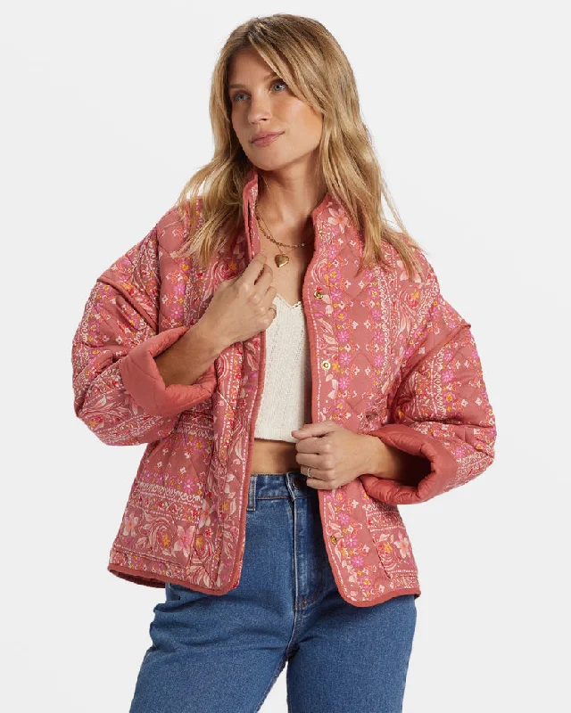 Women’s button-down jackets for chic layering -Billabong Folk Story Jacket-Red Clay