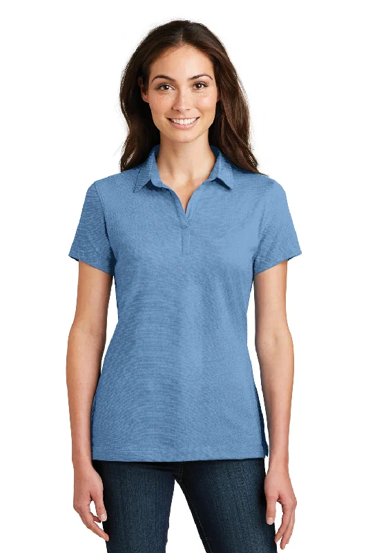 Women’s velvet crop tops for glamorous look -Port Authority Womens Meridian Short Sleeve Polo Shirt - Blue Skies - Closeout