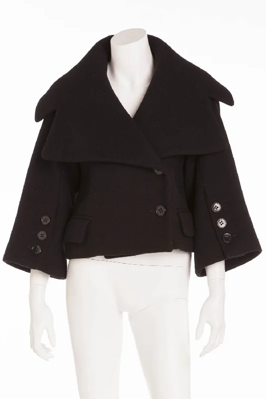 Women’s softshell jackets for outdoor wear -Sonia Rykiel - Short Wool Button Up Jacket - FR 36