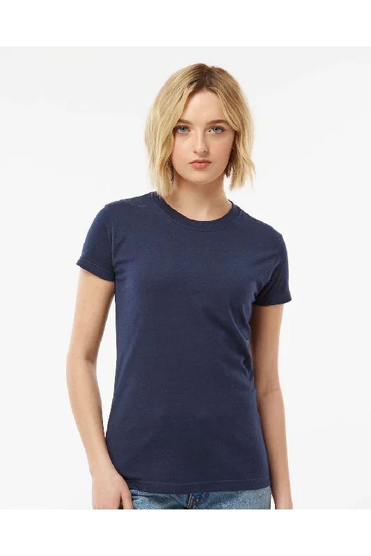 Women’s tie-front tops for added detail -Tultex Womens Fine Jersey Slim Fit Short Sleeve Crewneck T-Shirt - Navy Blue