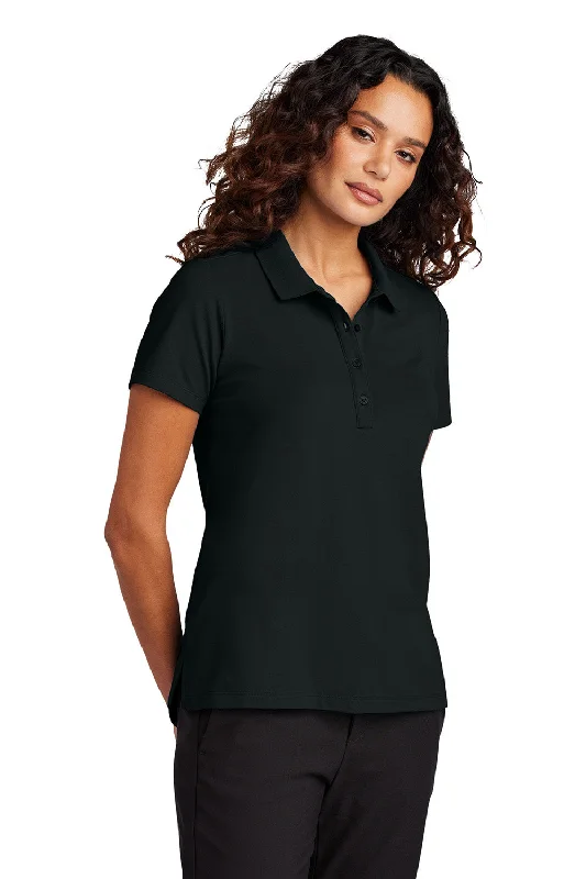 Women’s high-neck tops for stylish warmth -Mercer+Mettle Womens Moisture Wicking Short Sleeve Polo Shirt - Deep Black - New