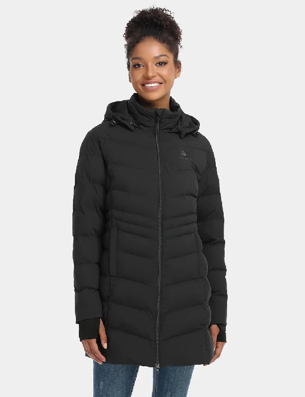 Women’s padded jackets for cold weather protection -Women's Heated Puffer Parka Jacket - Black/White