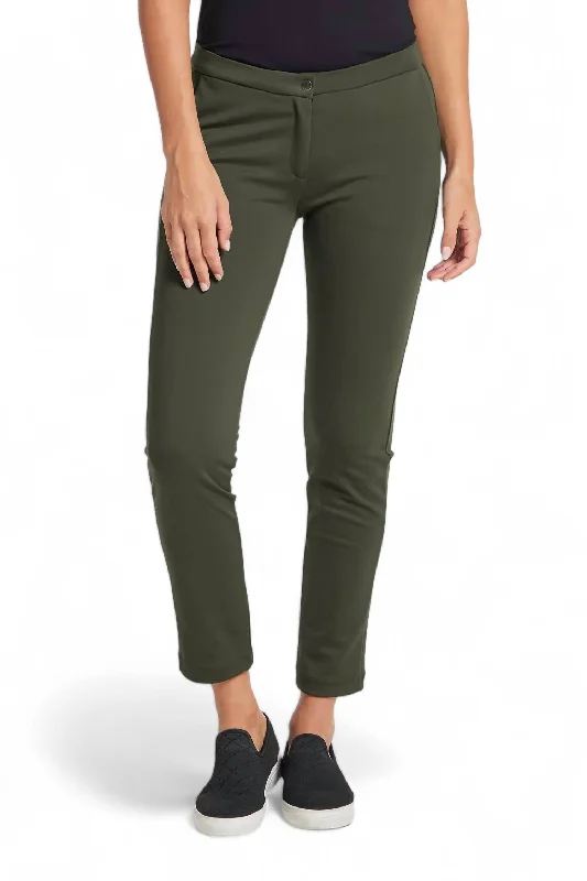 Women’s knitted pants for cozy feel -Gloria Ponte Pant In Army Green