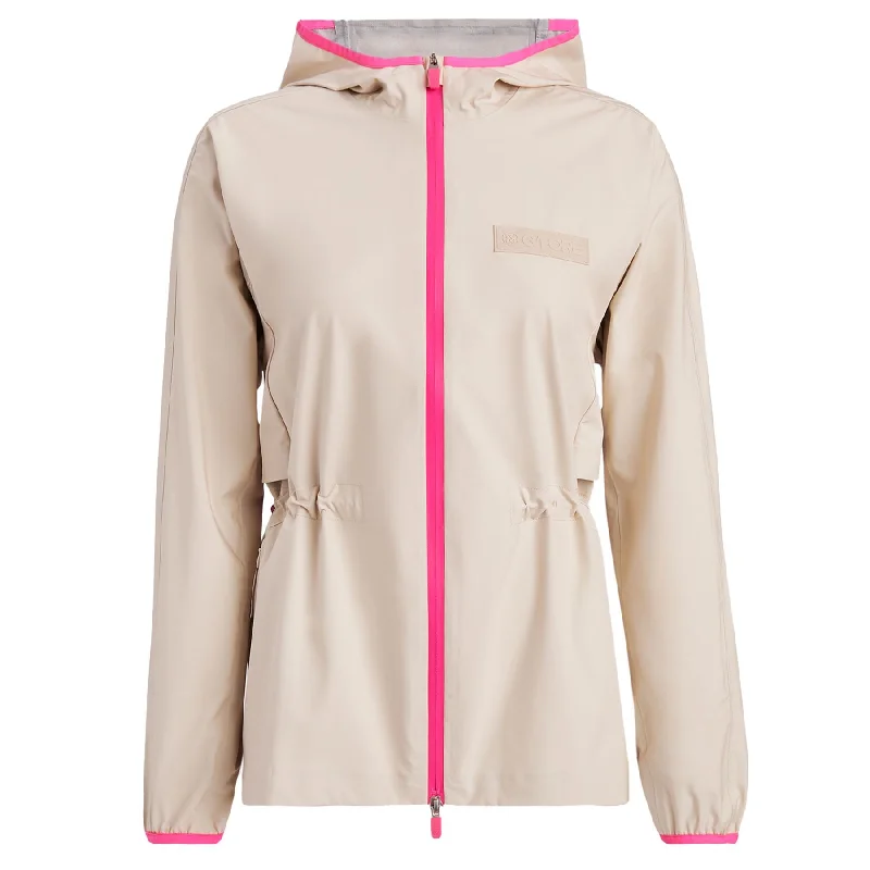 Women’s quilted jackets for added warmth -Womens Water Resistant Nylon Rain Coat Stone - SS24