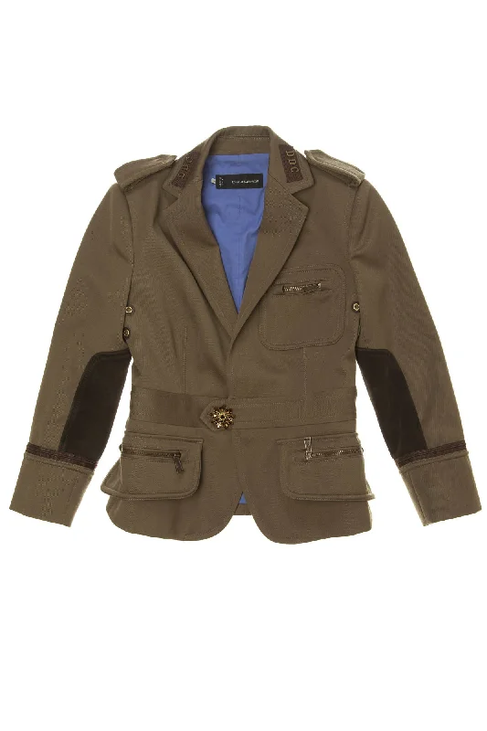 Women’s formal coat jackets for business attire -Dsquared2 - Olive Green Khaki Jacket - IT 44