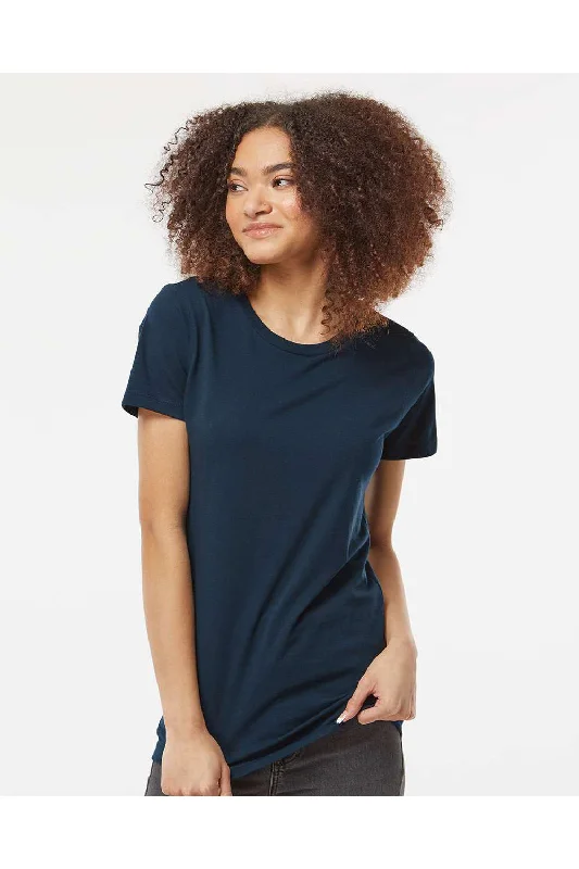 Women’s wraparound blouses for fashionable flair -Tultex Womens Premium Short Sleeve Crewneck T-Shirt - Navy Blue - Closeout