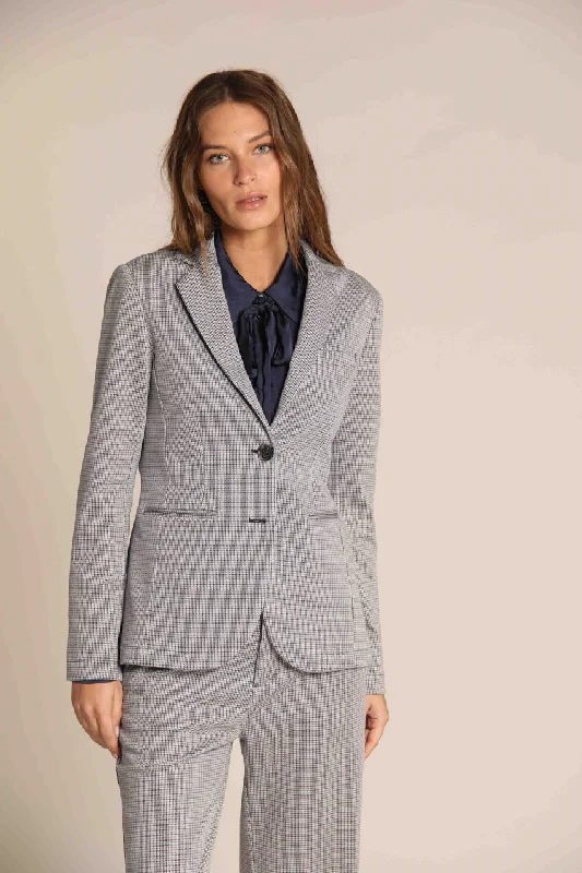 Women’s fleece-lined jackets for added comfort -Helena blazer donna in jersey con micro fantasia e riga lurex