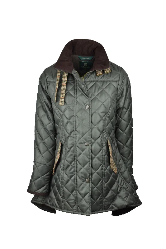 Women’s faux fur jackets for cruelty-free warmth -W15 - Womens Roxy Quilted Jacket - DARK OLIVE