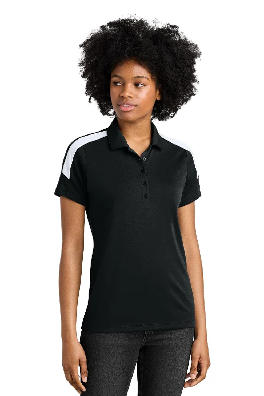 Women’s oversized tops for relaxed fit -Sport-Tek Womens Moisture Wicking Competitor United Short Sleeve Polo Shirt - Black/White - New