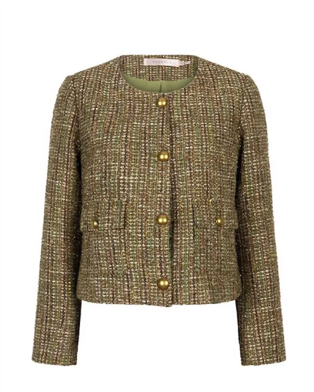 Women’s winter jackets for cold weather -Women's Tweed Blazer In Green Tweed