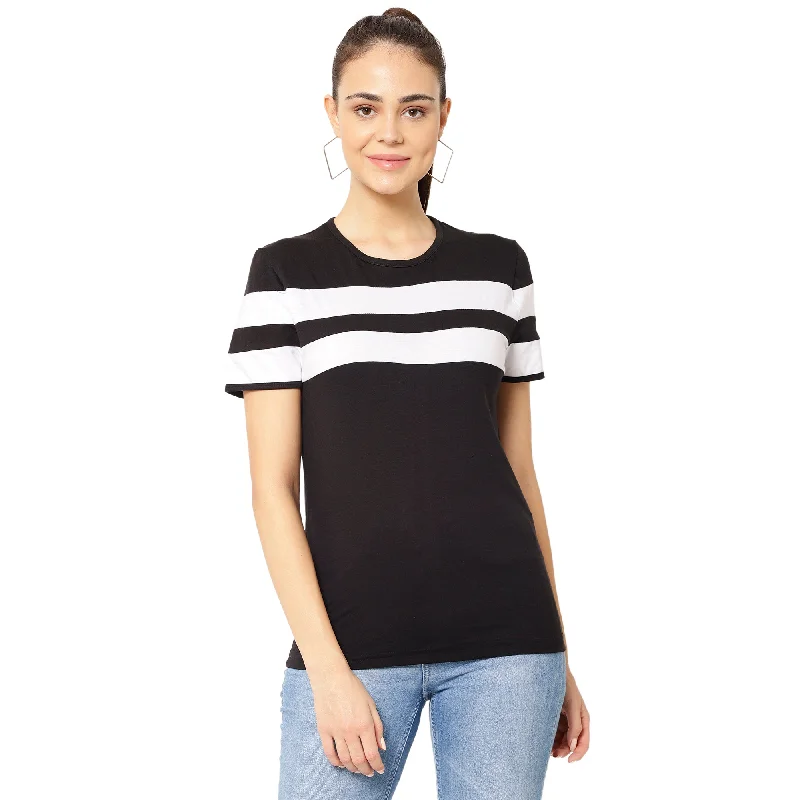 Women’s mesh tops for breathable comfort -Vimal Jonney Black Color T-shirt For Women