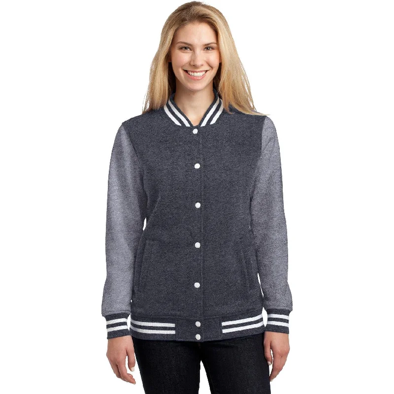 Women’s sporty jackets for outdoor activities -CLOSEOUT - Sport-Tek Ladies Fleece Letterman Jacket