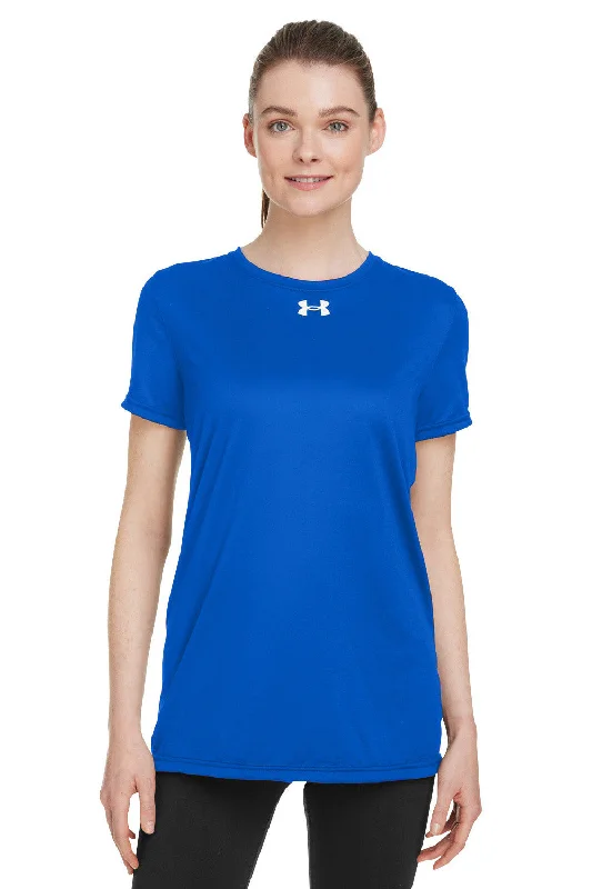 Women’s sheer sleeve tops for light coverage -Under Armour Womens Team Tech Moisture Wicking Short Sleeve Crewneck T-Shirt - Royal Blue