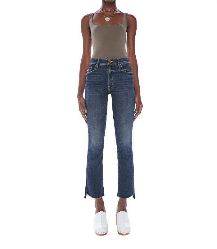 Women’s sleek leather trousers for night out -The Insider Crop Step Fray Jeans In Teaming Up