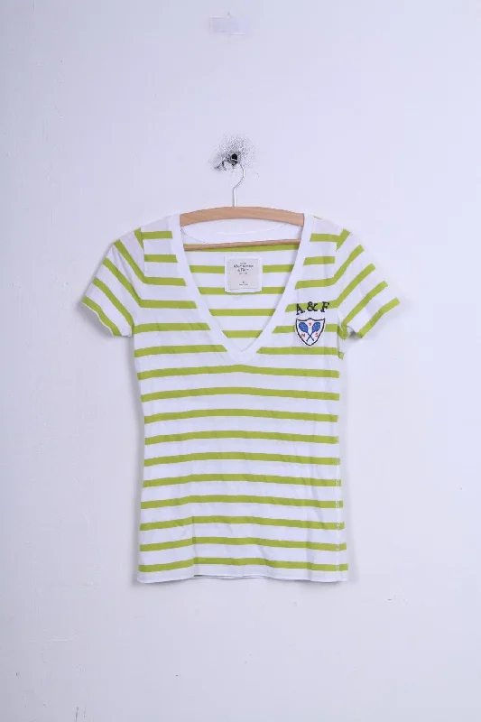 Women’s chiffon tops for airy, light feel -Abercrombie & Fitch Womens M Shirt Striped White V Neck Cotton