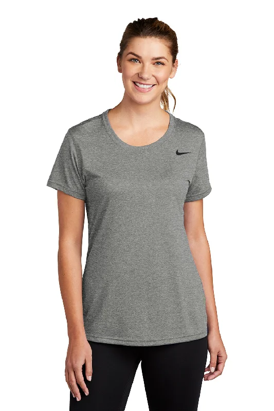 Women’s blouses for office attire -Nike Womens Team rLegend Dri-Fit Moisture Wicking Short Sleeve Crewneck T-Shirt - Heather Carbon Grey