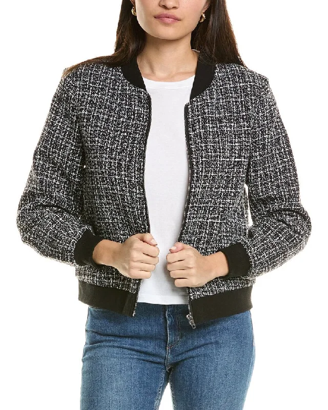 Women’s short leather jackets for a sleek fit -Pascale La Mode Zip Tweed Jacket