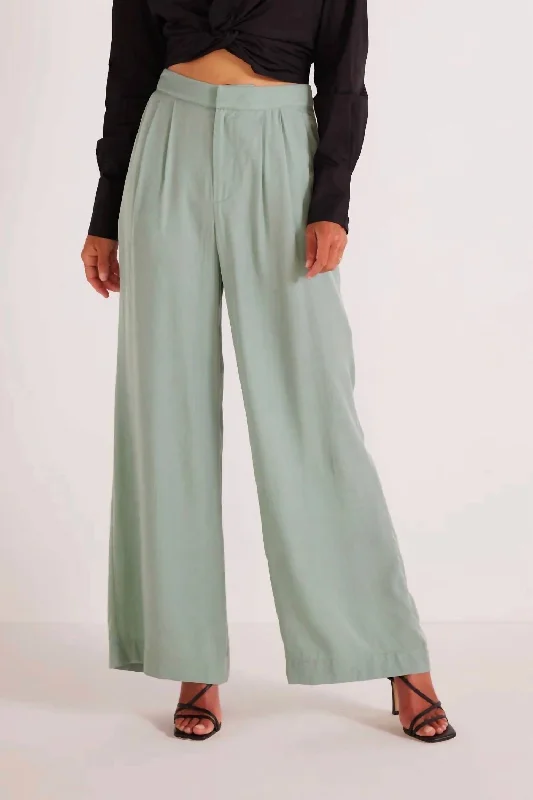 Women’s high-waisted pants for flattering fit -Eva Wide Leg Pant In Mint