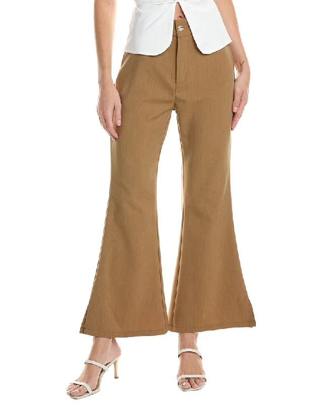 Women’s wide-leg trousers for professional look -Femme Society Linen-Blend Pant