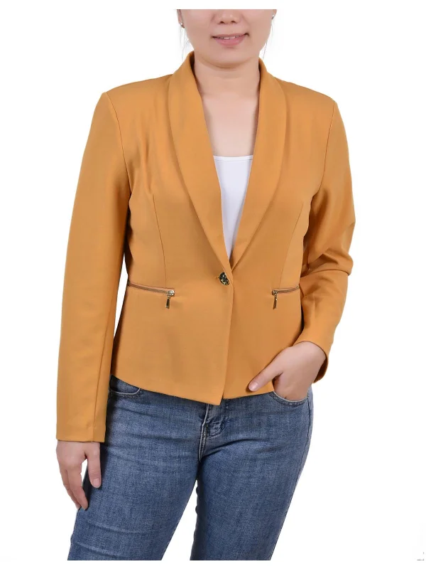 Women’s trench coats for rainy days -Petites Womens Crepe Business One-Button Blazer