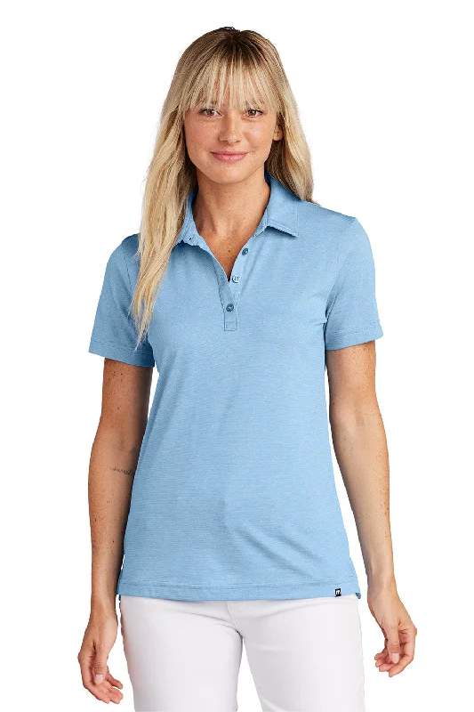 Women’s casual button-down shirts for everyday wear -TravisMathew Womens Sunnyvale Wrinkle Resistant Short Sleeve Polo Shirt - Heather Strong Blue - New