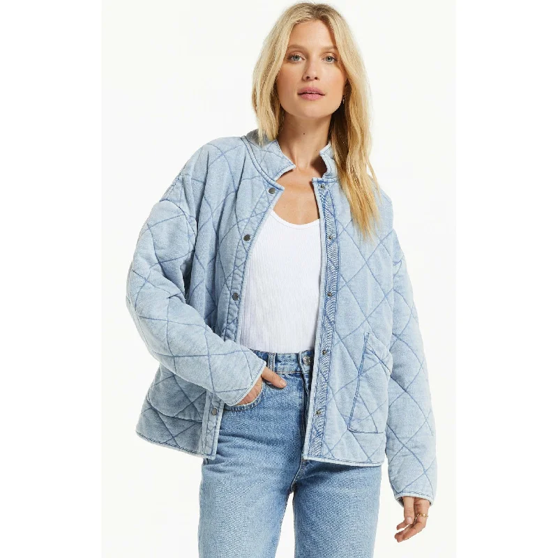 Women’s oversized jackets for relaxed fit -Maya Knit Denim Jacket